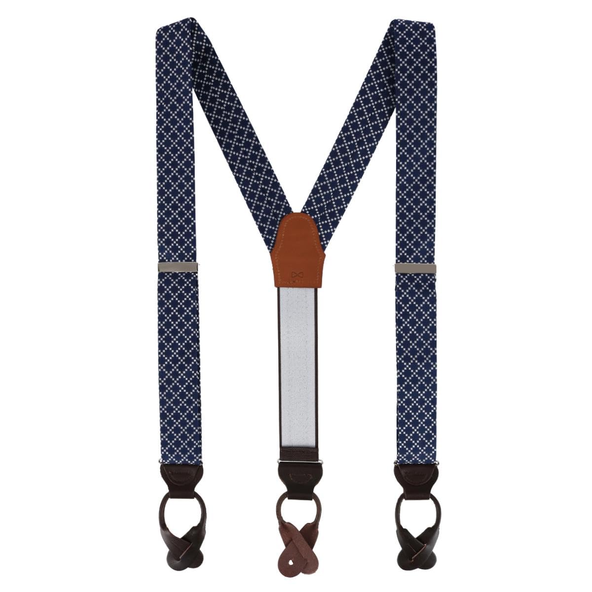 Trafalgar Men's Rowan Geometric Pattern Silk Button End Braces (Suspenders),