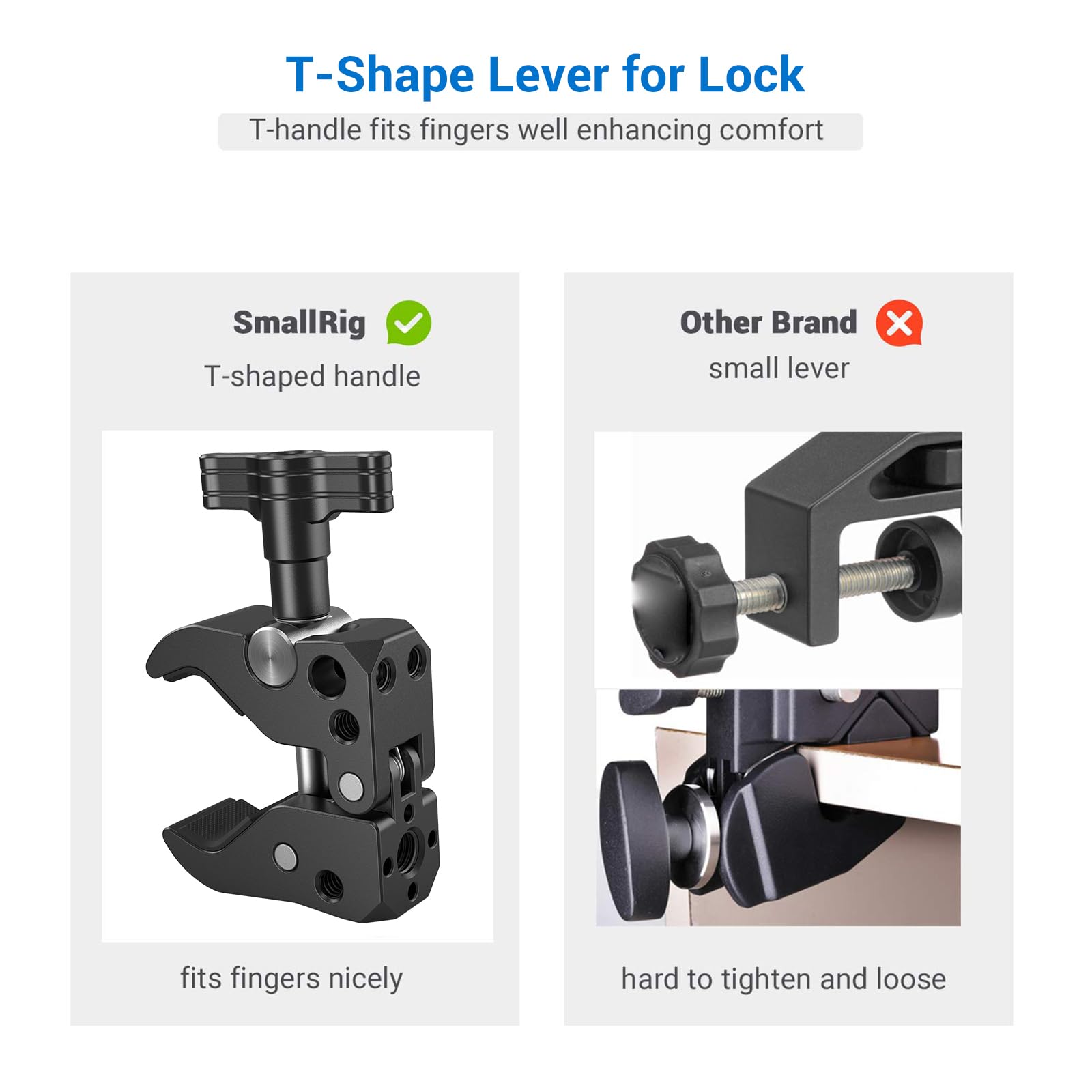 SMALLRIG Super Clamp mit Backe Öffnet von 10 bis 55 mm Universal Befestigungs-Mechanismus Starke tragende Struktur - 2220