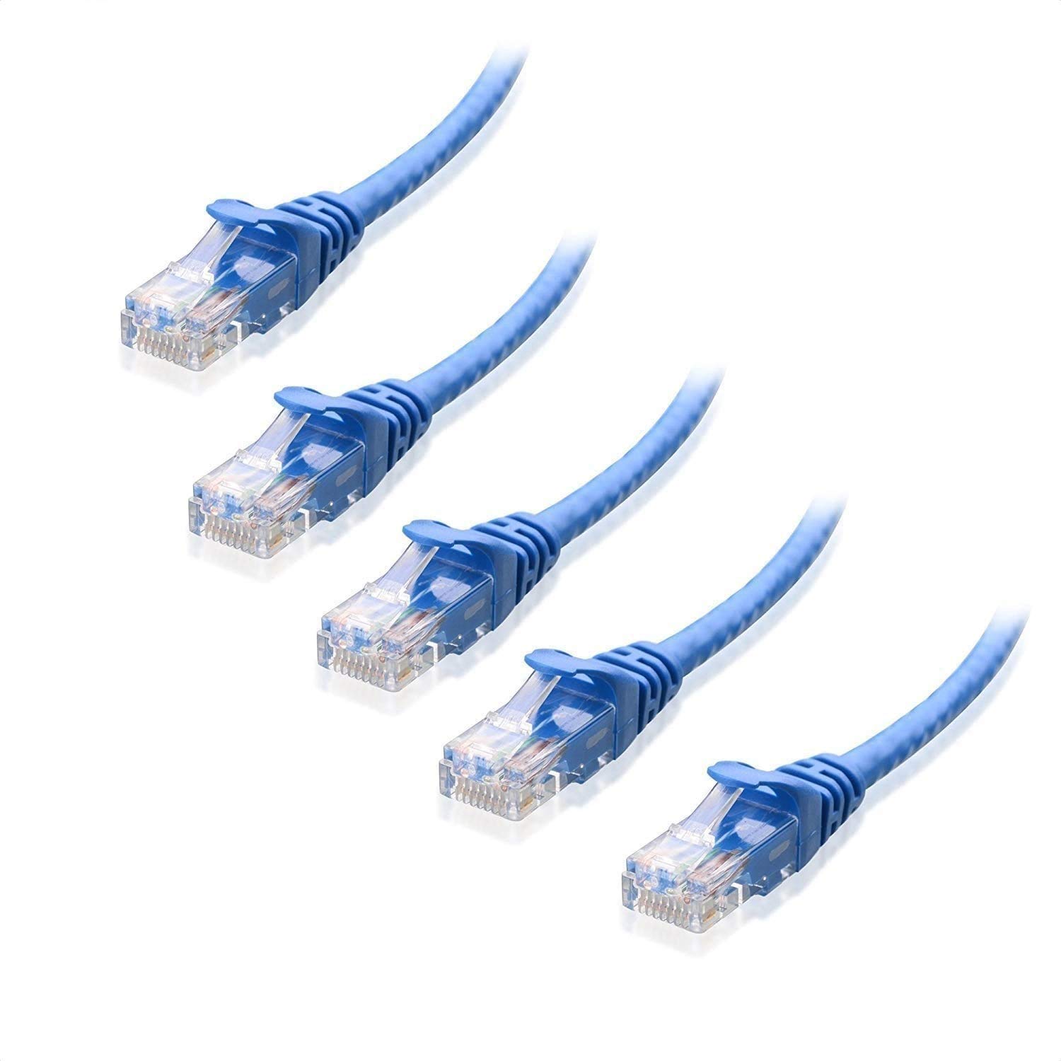 DKURVE CAT6 Patch cable(1 Foot, 0.30 Meters) Full copper 24 AWG Golden connectors - Pack of 5pcs (BLUE)
