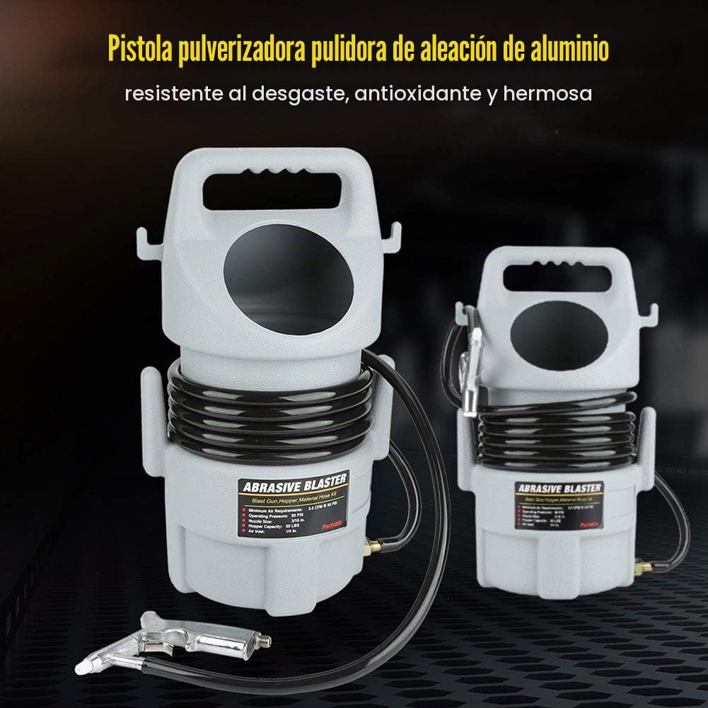 Mobiles Kit de Arenadora Neumática Portátil con Depósito de 50 Libras, Pistolas y Tubo de 4,5 m