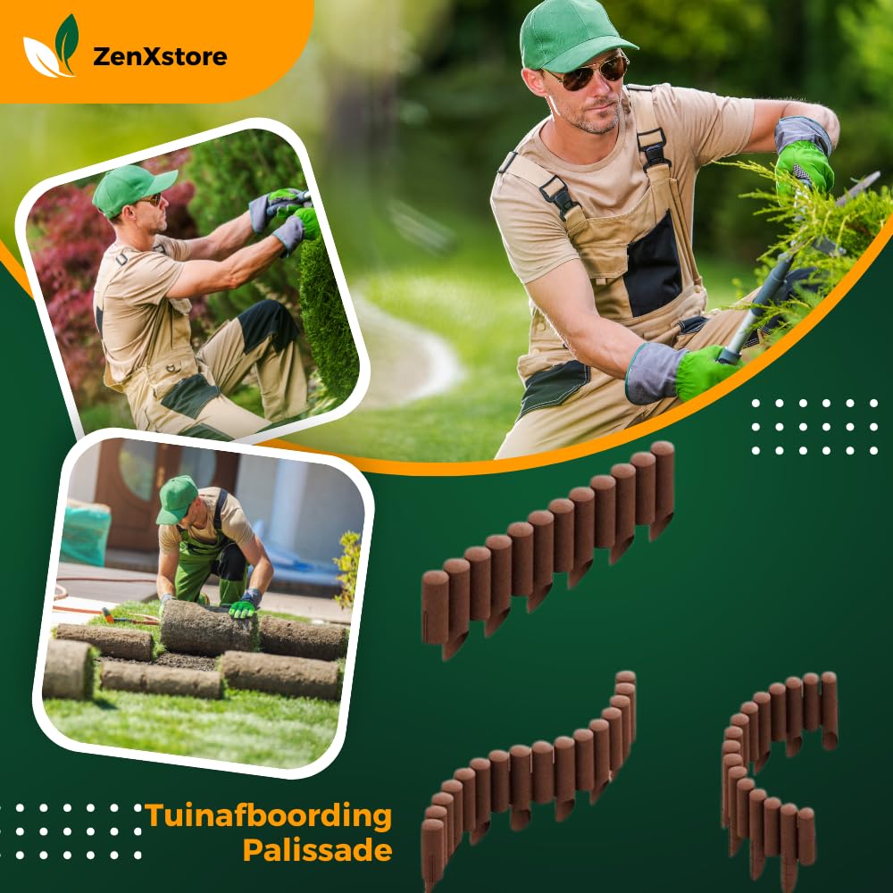 Bordo Giardino ZenXstore 2,3m – Palizzata In Plastica Effetto Legno (Verde O Marrone) Resistente UV