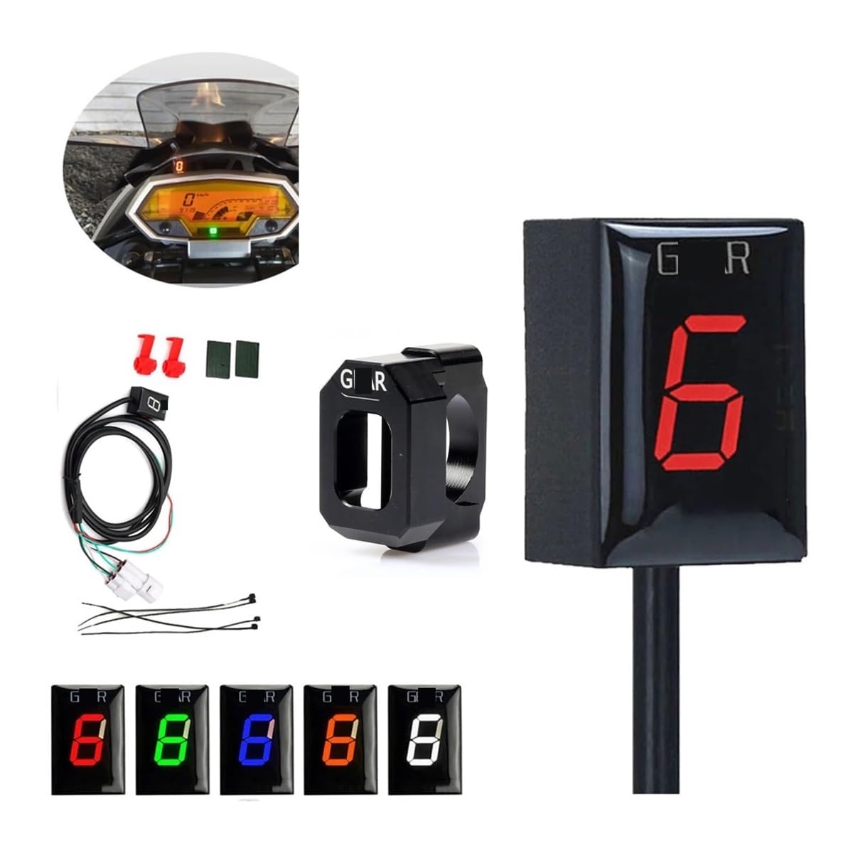 Accessoires Universels Moto Mini 6 Vitesses 1-6 Niveau Indicateur De Vitesse Compteur Numérique pour Ya&maha FJR1300 MT-03 R6 FZ09 Affichage de Vitesse Moto