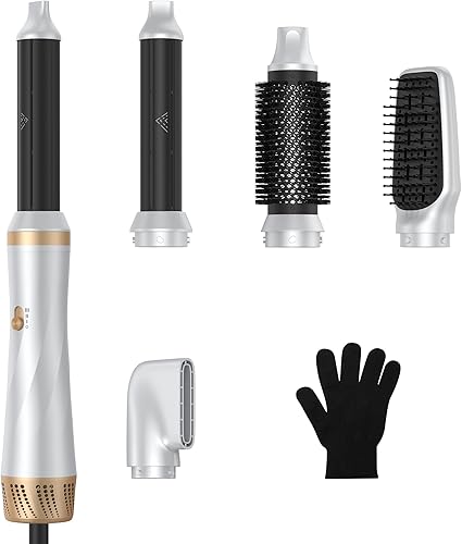 Cepillo secador de pelo 5 en 1, cepillo secador de pelo de 110 a 120 V, secado rápido y 3 cepillos de aire caliente de temperaturas ajustables,