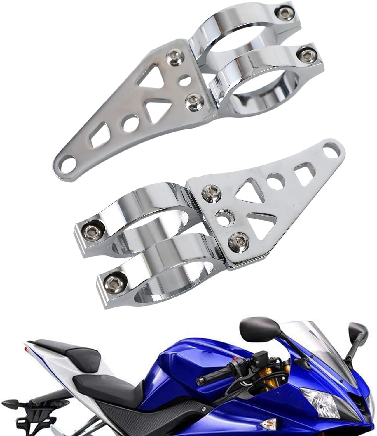 Artudatech Universal Motorcycle Headlight Turn Light Mount Bracket for Motorcycle with 41mm Forks Silver