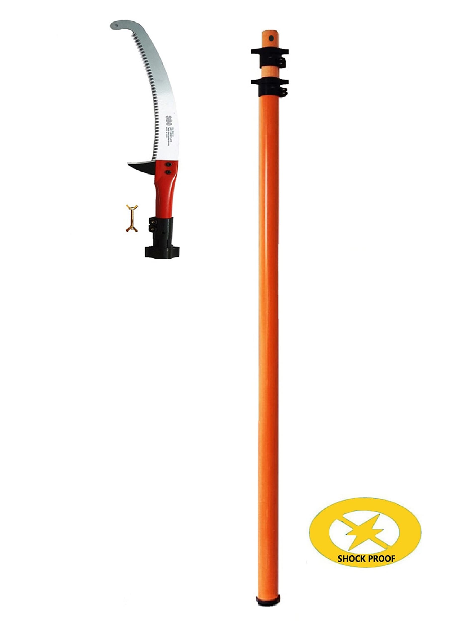 Amazon Brand Umi Pole Shock Proof Fiberglass 250-To-732 Cm Extendable Telescopic Pole Multipurpose (Orange) With Pruning Saw
