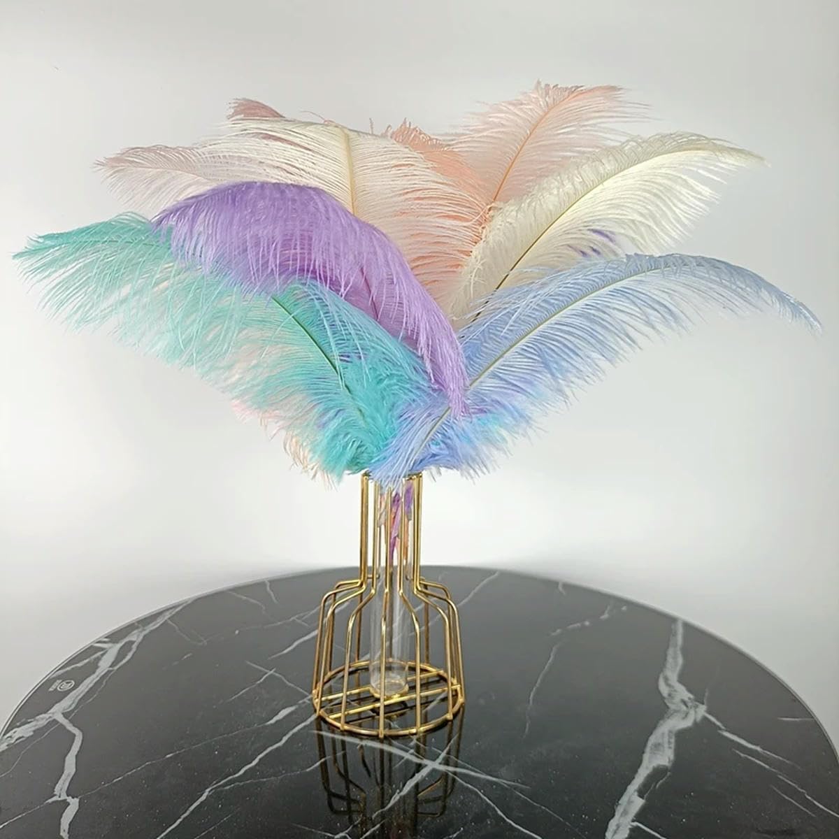 10 Stück/Lot farbige Straußenfedern zum Basteln, Schwarz, Mint, Rosa, Rot, Gold, Federn, Dekor, DIY, Urlaub, Karneval, Dekoration, Marineblau, 35–40 cm, 14–16 Zoll
