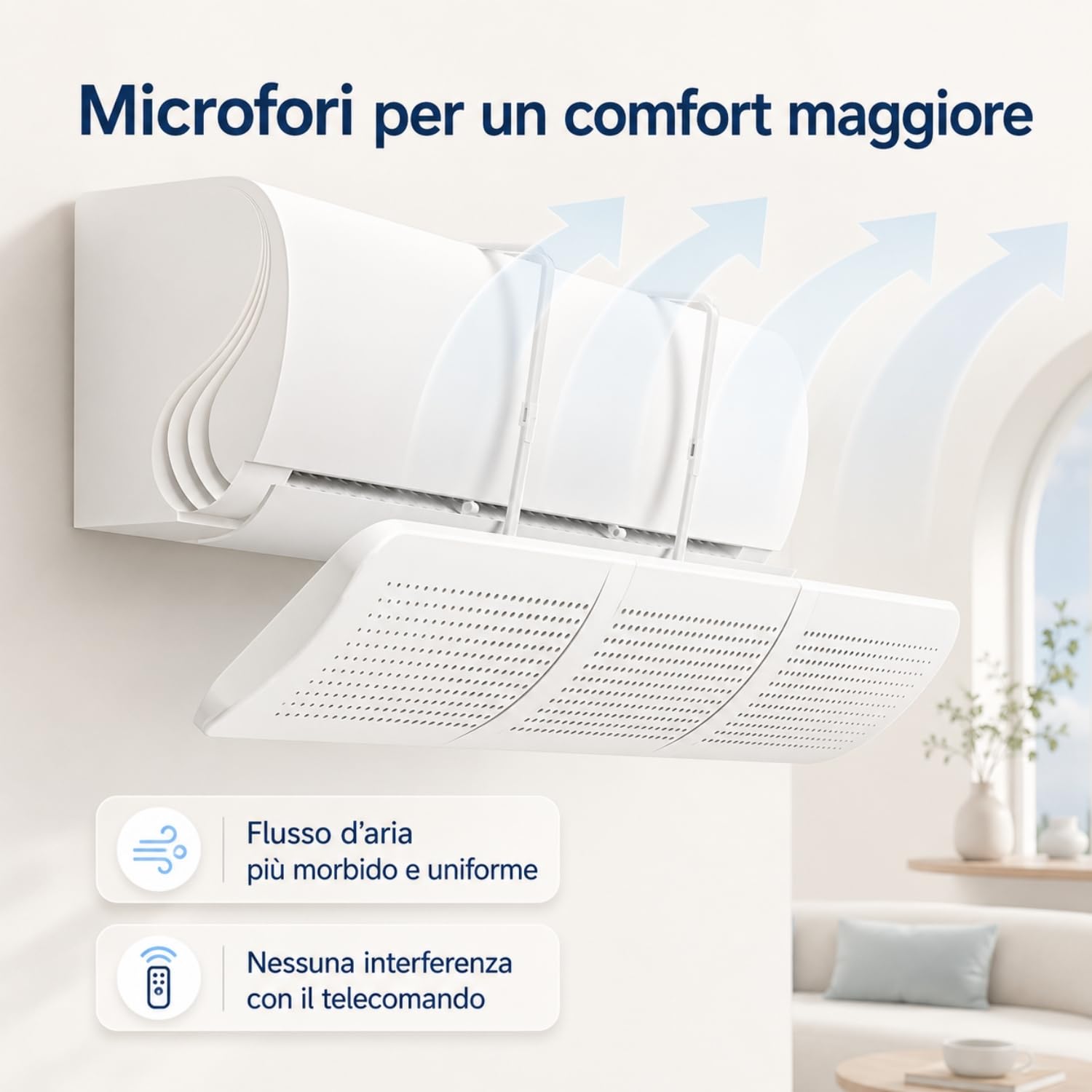 Deflettore Condizionatore, Deviatore Aria Condizionatore Regolabile 85cm in ABS, Deflettore Aria Condizionata Anti Soffiaggio Diretto per Split a Parete, Casa Ufficio Camera Bianco chochoyah