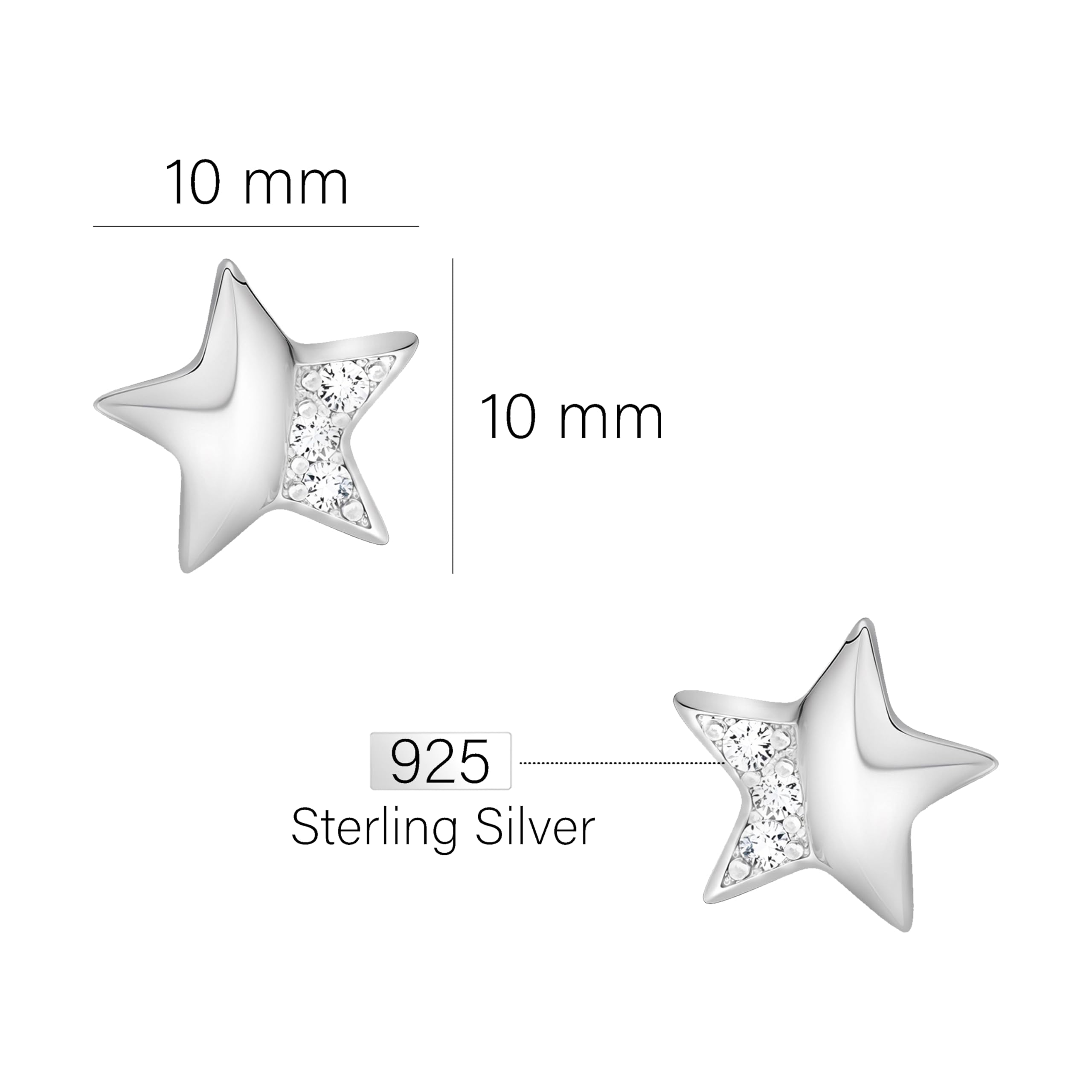 SOFIA MILANI - Orecchini da Donna in Argento 925 - con Pietra Zircone - Orecchini a Perno a Stella - 20854