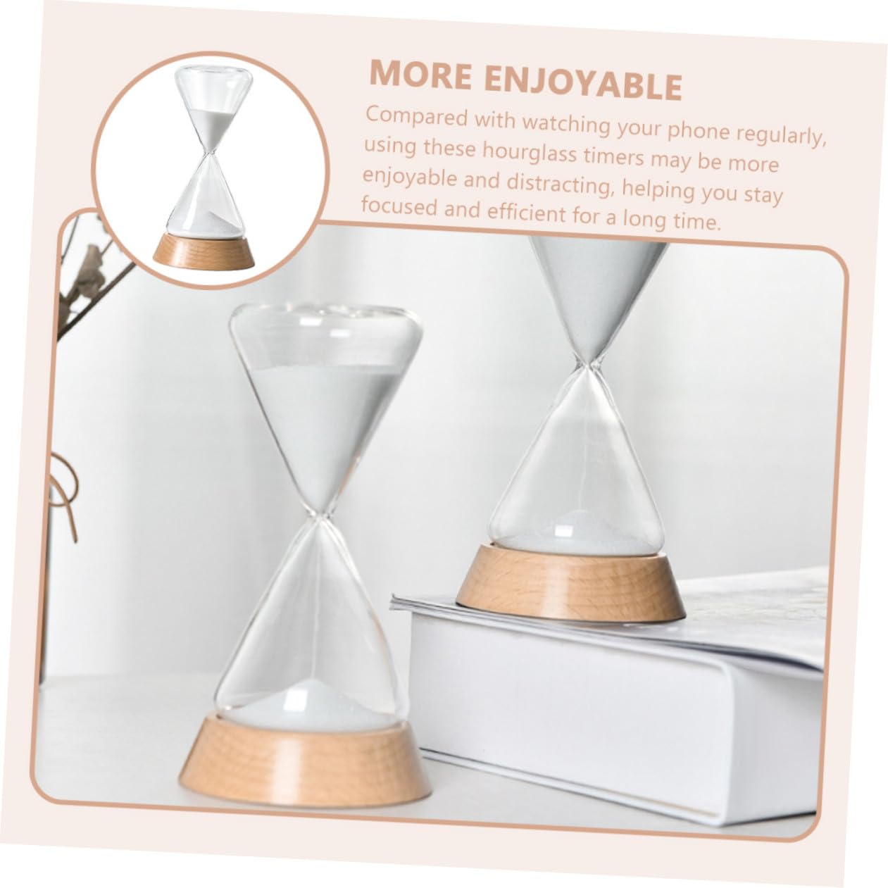 TOPBATHY Tisch Sanduhr 15 Minuten aus Glas, Holz und Sand für Dekor