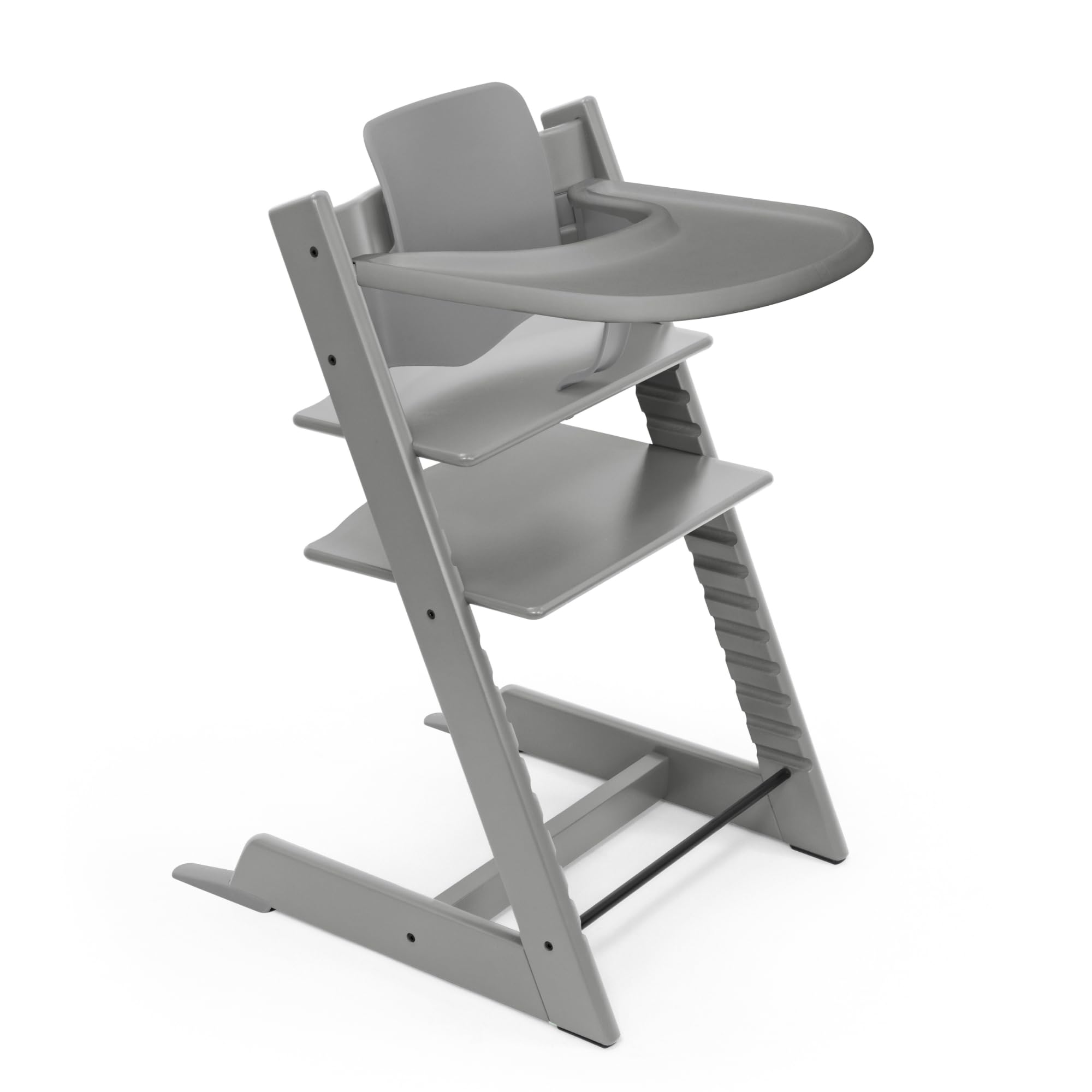 Trona Tripp Trapp de Stokke (Storm Grey) con Bandeja Stokke (Storm Grey) - Incluye Silla Tripp Trapp, Baby Set 2 para Niños de 6 a 36 Meses - Ajustable y Fácil de Limpiar