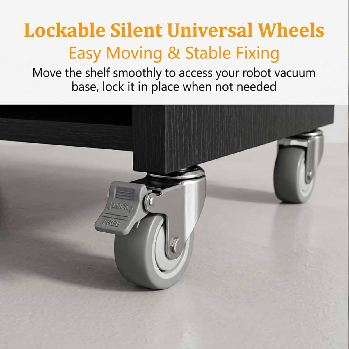 Robot Vacuum Cabinet for Living Room Hidden Robot Vacuum Stand with Wheels