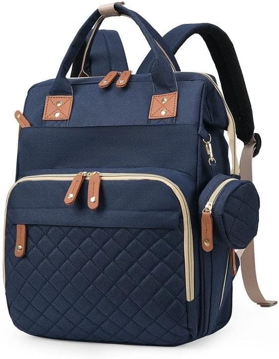 Mochila Maternidade Impermeável Grande Capacidade Bolsa Bebê Unissex com Porta Mamadeira Térmico, Conector USB, Abertura Ampla e Alças Confortáveis para Passeios ou Viagens (Azul)