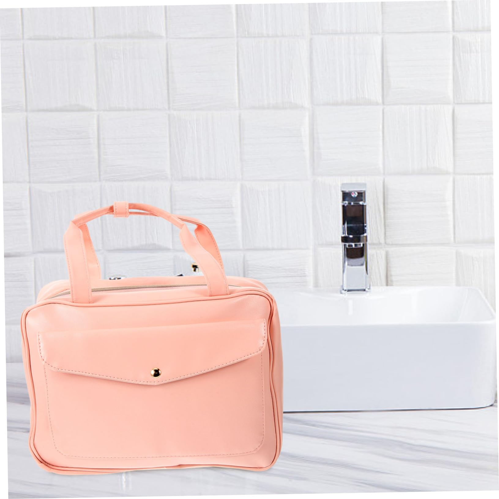 WOONEKY Borsa per Cosmetici Donna in Similpelle Organizer Cubo Scomparti Borsa da Viaggio per Articoli da Toeletta da Appendere Beauty Case