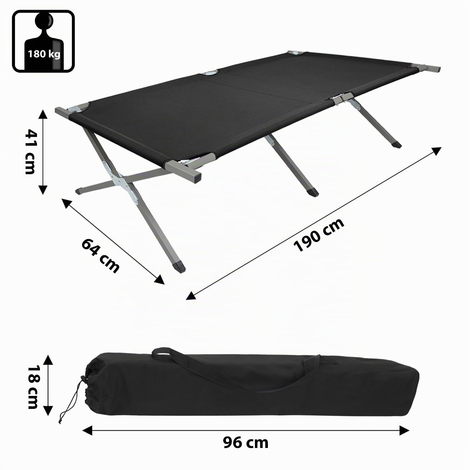 BB Sport Holiday - Cama plegable (190 x 64 x 41 cm)