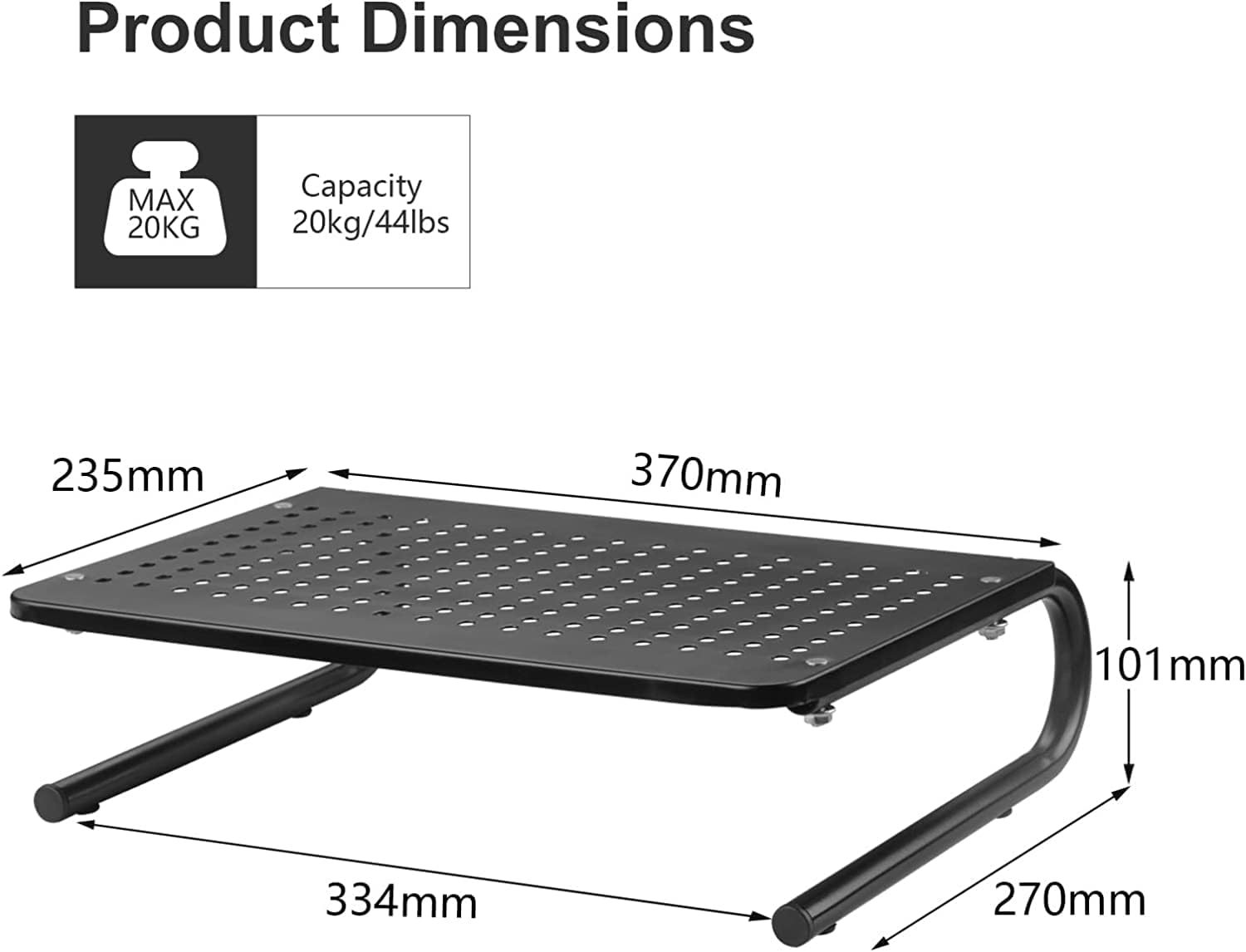suptek Monitor Stand Riser for Computer,Laptop,Printer, Notebook and All Flat Screen Display with Vented Metal Platform and 4 Inches Height Underneath Storage (MST004)