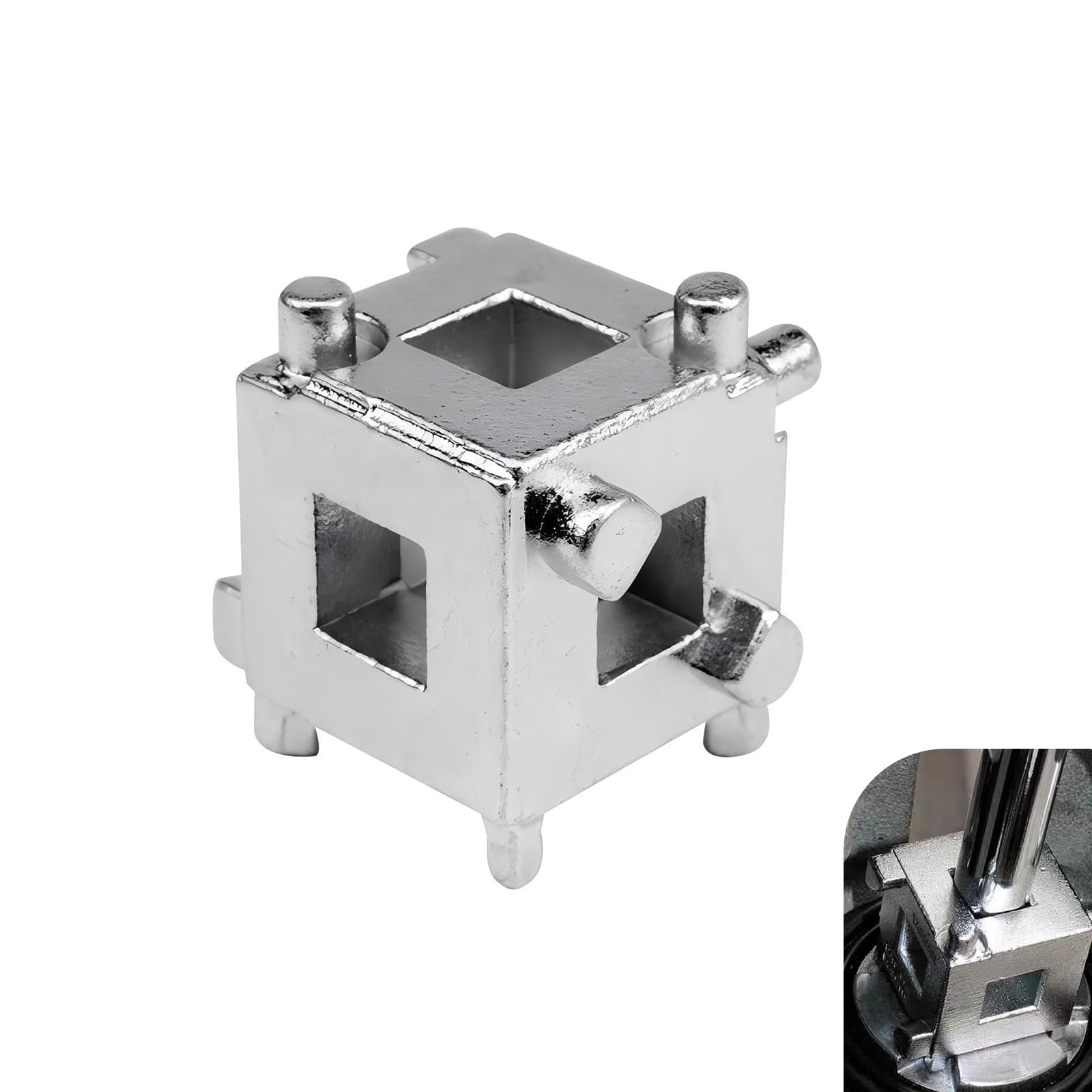 WZP Cube Brake Caliper Compression Tool, 3/8" Steel Square Rear Disc Brake Rotates Piston Set, Changing Disc Caliper Piston Compressor, Universal Car Repair Parts for Most Cars Trucks SUVs (White)