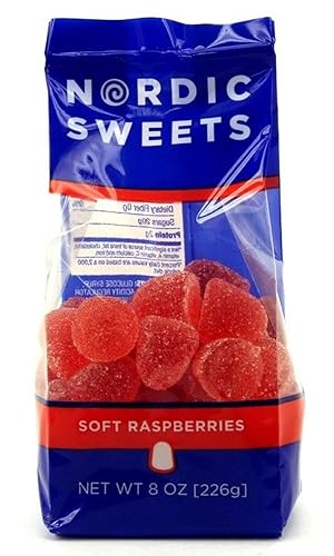 Nordic Sweets Soft Raspberries Gummy Candy - Bolsa de 8 oz (226 g), fabricada en Suecia