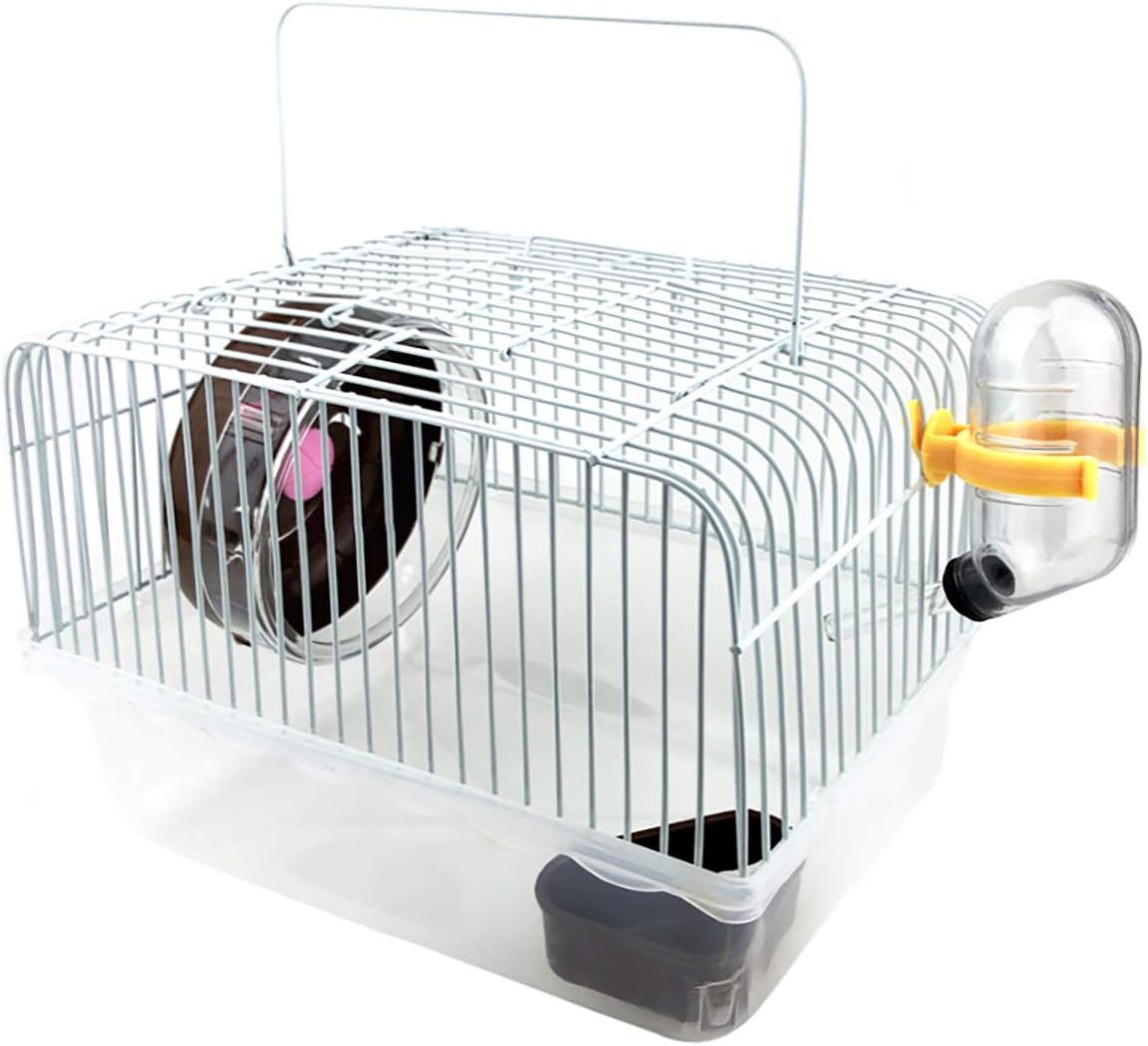 Portable Travel Cage for Small Animals , Small Travel Carrier with Transparent Base, Exercise Wheel Kettle Food Dish Included, 9 x 6.7 x…
