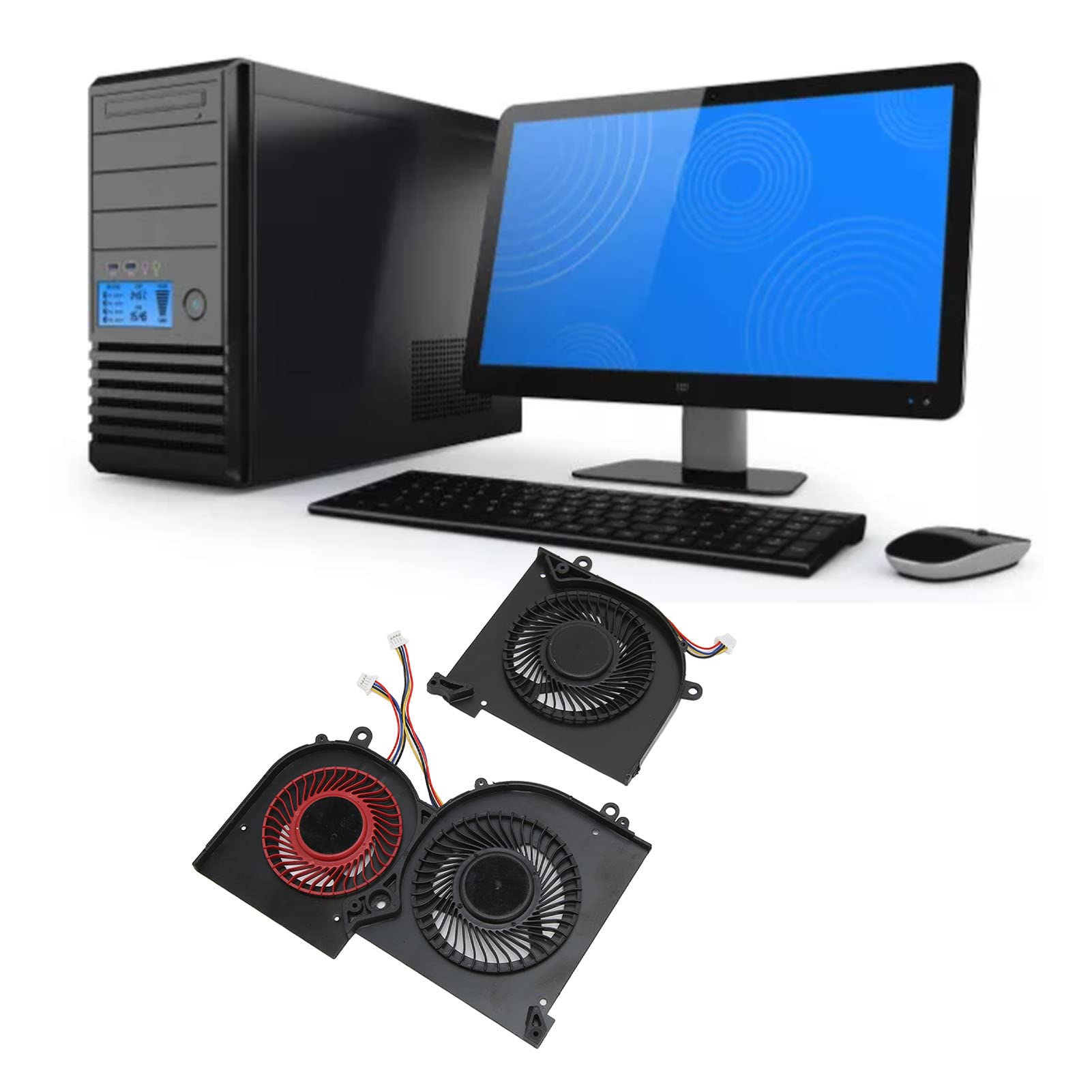 ASHATA Ventola di Raffreddamento CPU GPU per MSI Gs65 MS 16Q2 per CPU 16q2 CW per GPU 16q2 CW, Sostituzione Ventola di Raffreddamento GPU Laptop, Dispositivo di Raffreddamento GPU CPU Laptop(CPU+GPU)