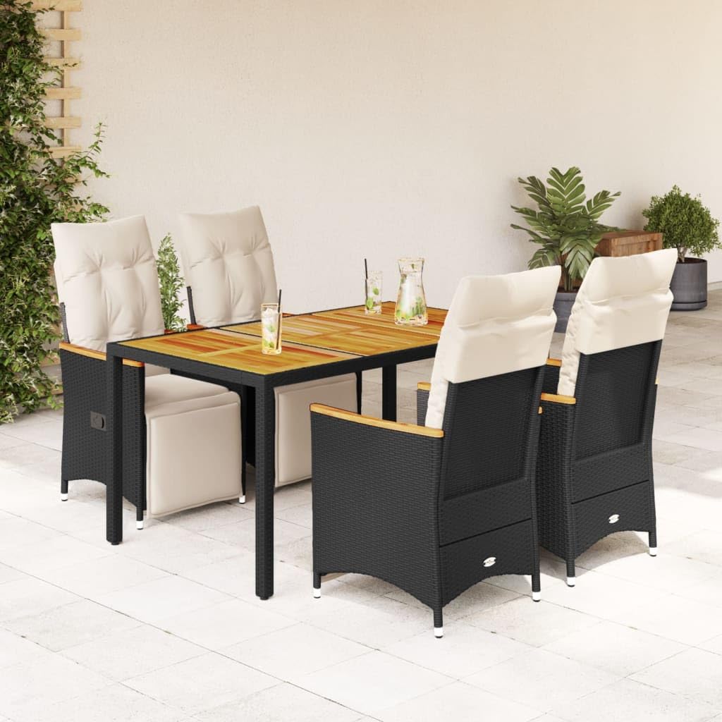 Set bistrot da giardino, 5 pezzi, colore: Nero Poli