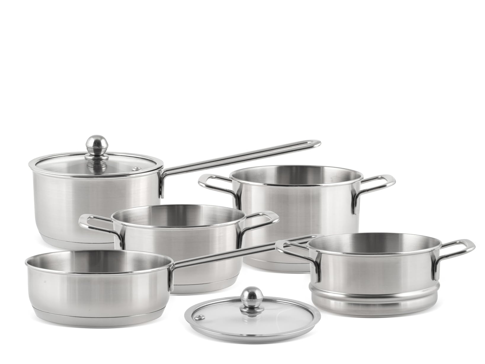 Batteria di Pentole, 7 Pezzi Inoxessentia in Acciaio Inox 18/10, Mini Set Pentole con Triplo Fondo, Adatto a Induzione – Perfetto per Porzioni Singole e preparazioni specifiche