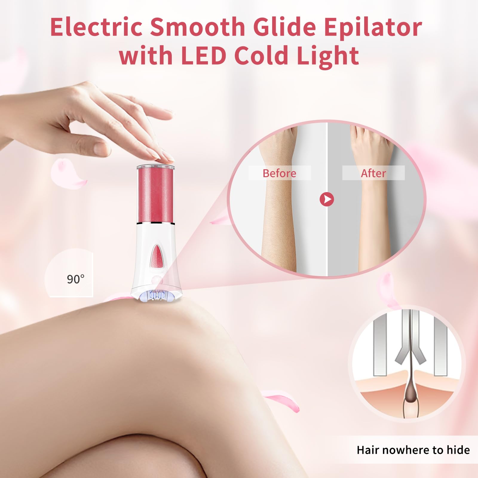 Depiladora Mujer,Removedor de vello facial para mujeres con luz LED
