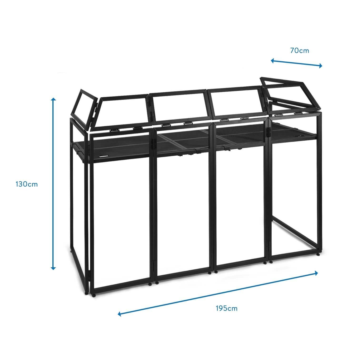 Vonyx DB5 Pro DJ Booth DJ Stand DJ - Tavolo da DJ, Pieghevole, in Alluminio, con Copertura Bianca e Nera, Materiale di Copertura: Lycra, Borsa inclusa, Carico Massimo: 80 kg