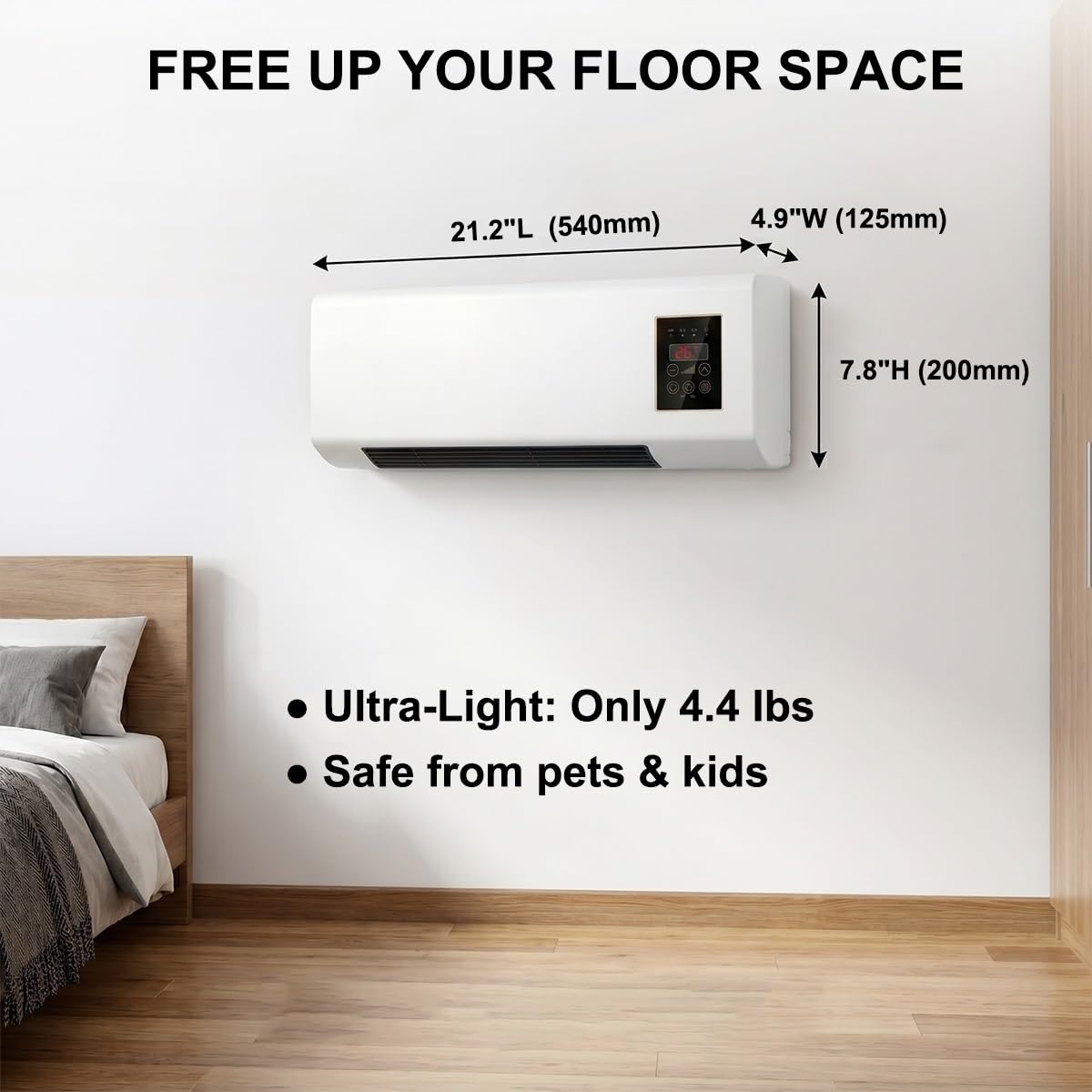 Climatizzatore Portatile Senza Condotti, Condizionatore D'Aria Da Parete | Raffreddamento e riscaldamento rapidi, ultra silenzioso, installazione a parete semplice, per camera da letto e soggiorno