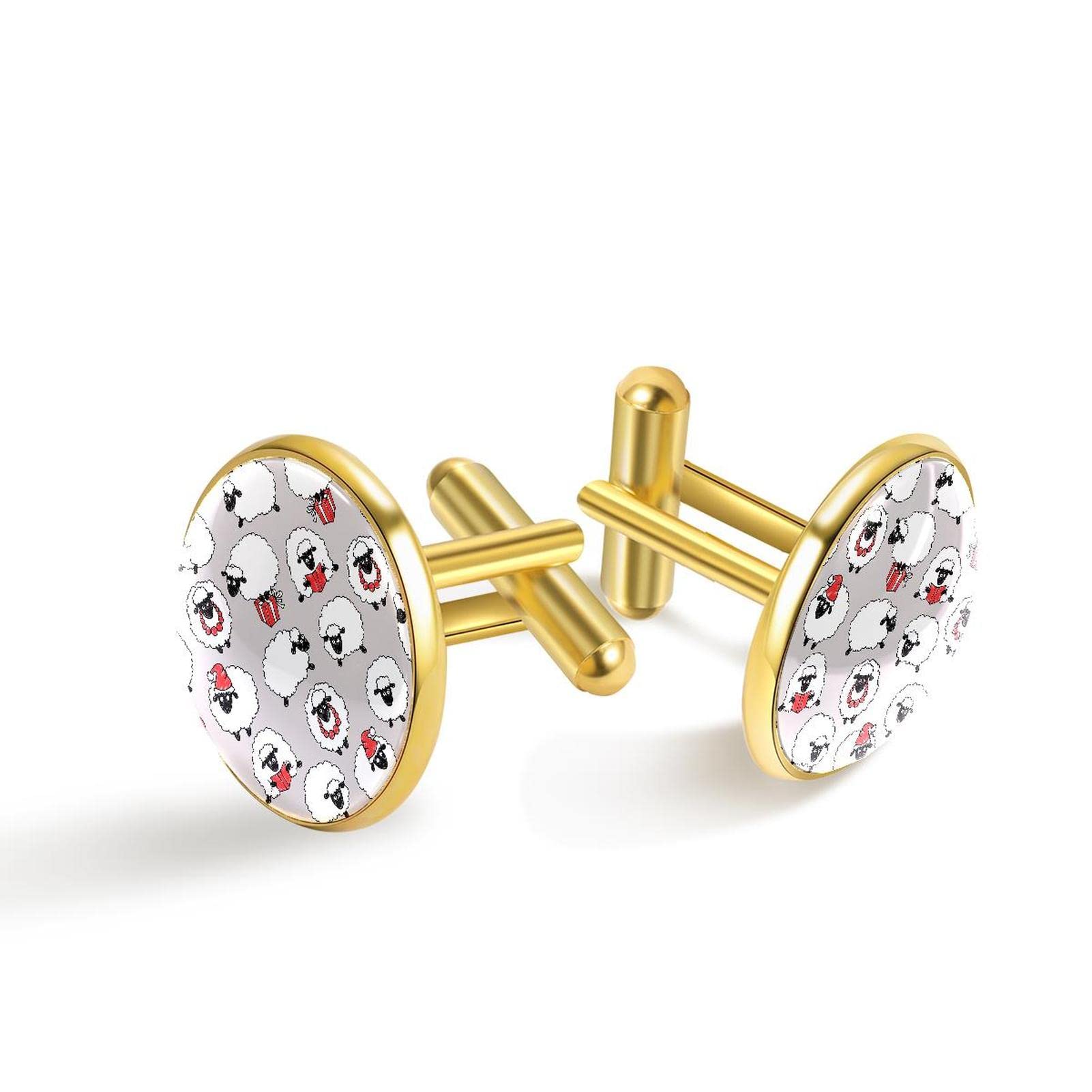 Generic Gemelos de oro personalizados para camisa de esmoquin blanco Santaalpaca, 20mm*20mm, Acero inoxidable, Cuarzo creado