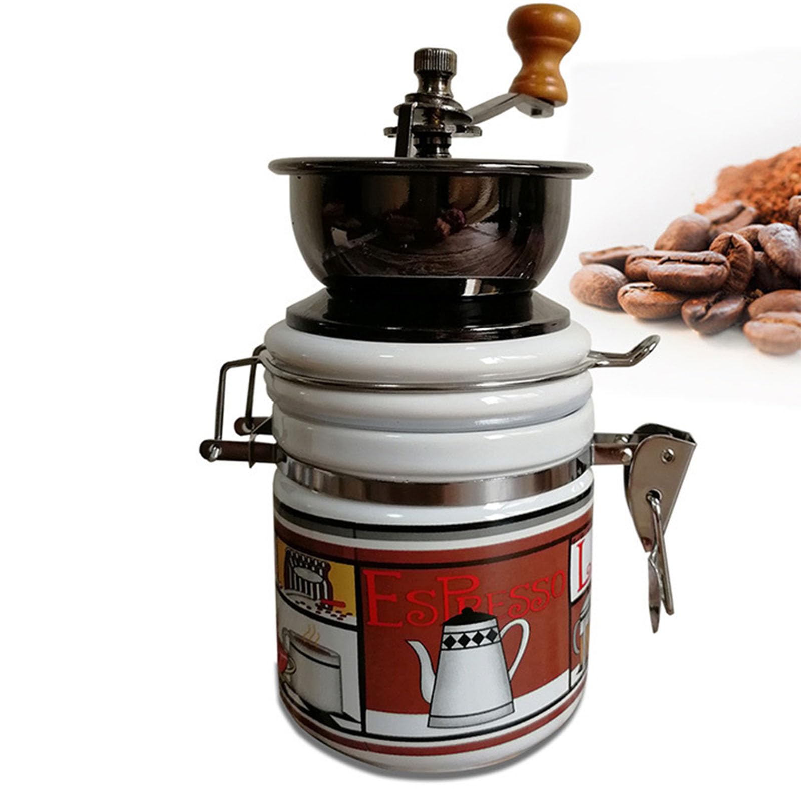 Molinillo de café de mano estilo vintage con manivela y grosor de molido ajustable for el hogar o viajes.(Brown)