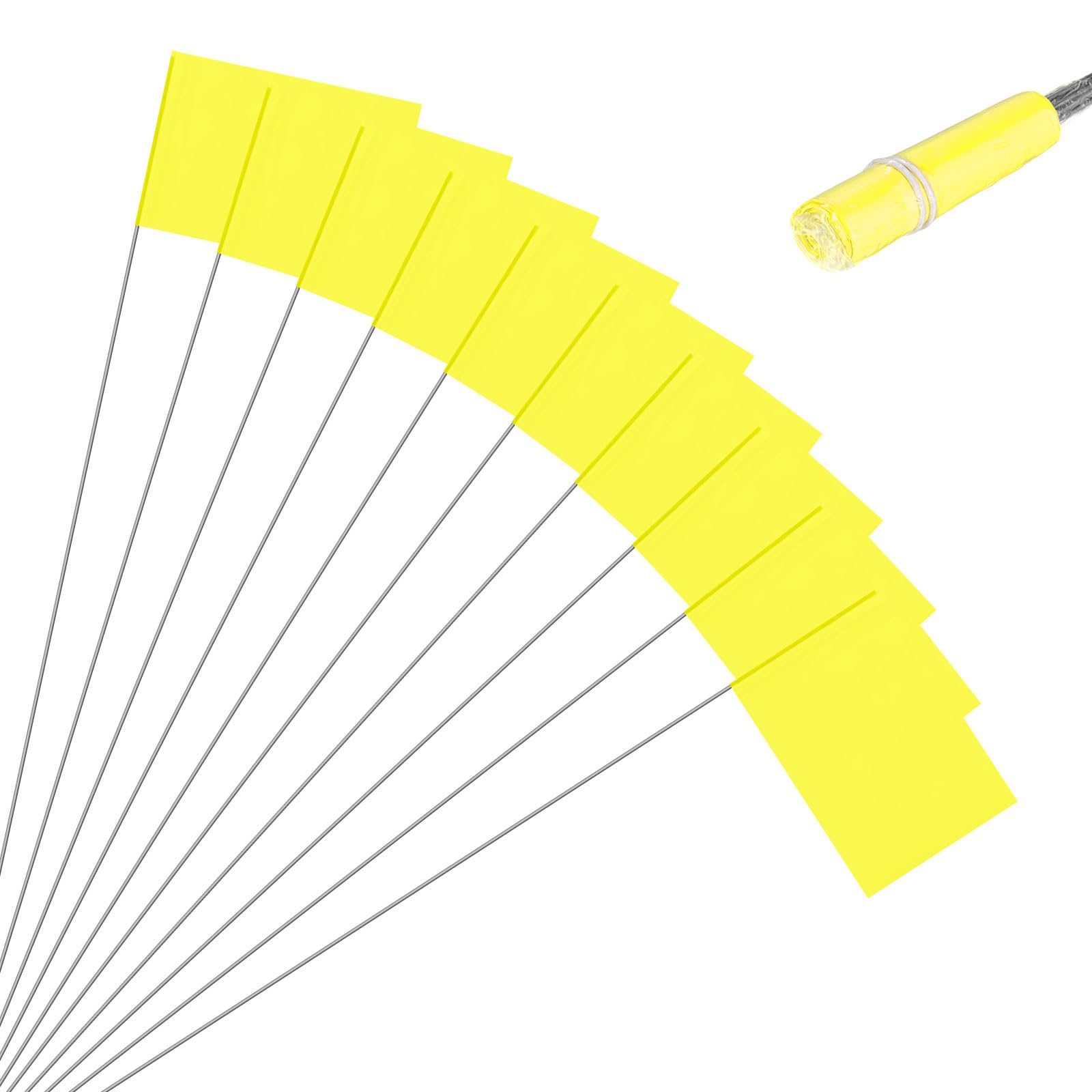 10-Pack Blank Marking Flags, 21x2.5x3.5 Inch Waterproof Yard Flags Marking for Lawn/Garden/Irrigation/Landscape/Sprinkler/Survey/Dog Training/DIY [Yellow]