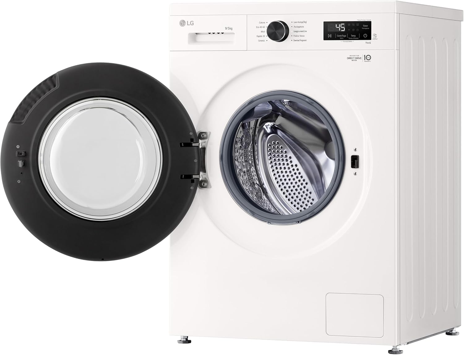 LG W4NX1095NWB Lavasciuga 9/5kg Serie X1, Lavatrice e Asciugatrice Insieme Classe A/E, 1400 Giri, Wi-Fi, Top Rimovibile, Vapore Allergy Care, Tecnologia 6 Motion Direct Drive, Bianca