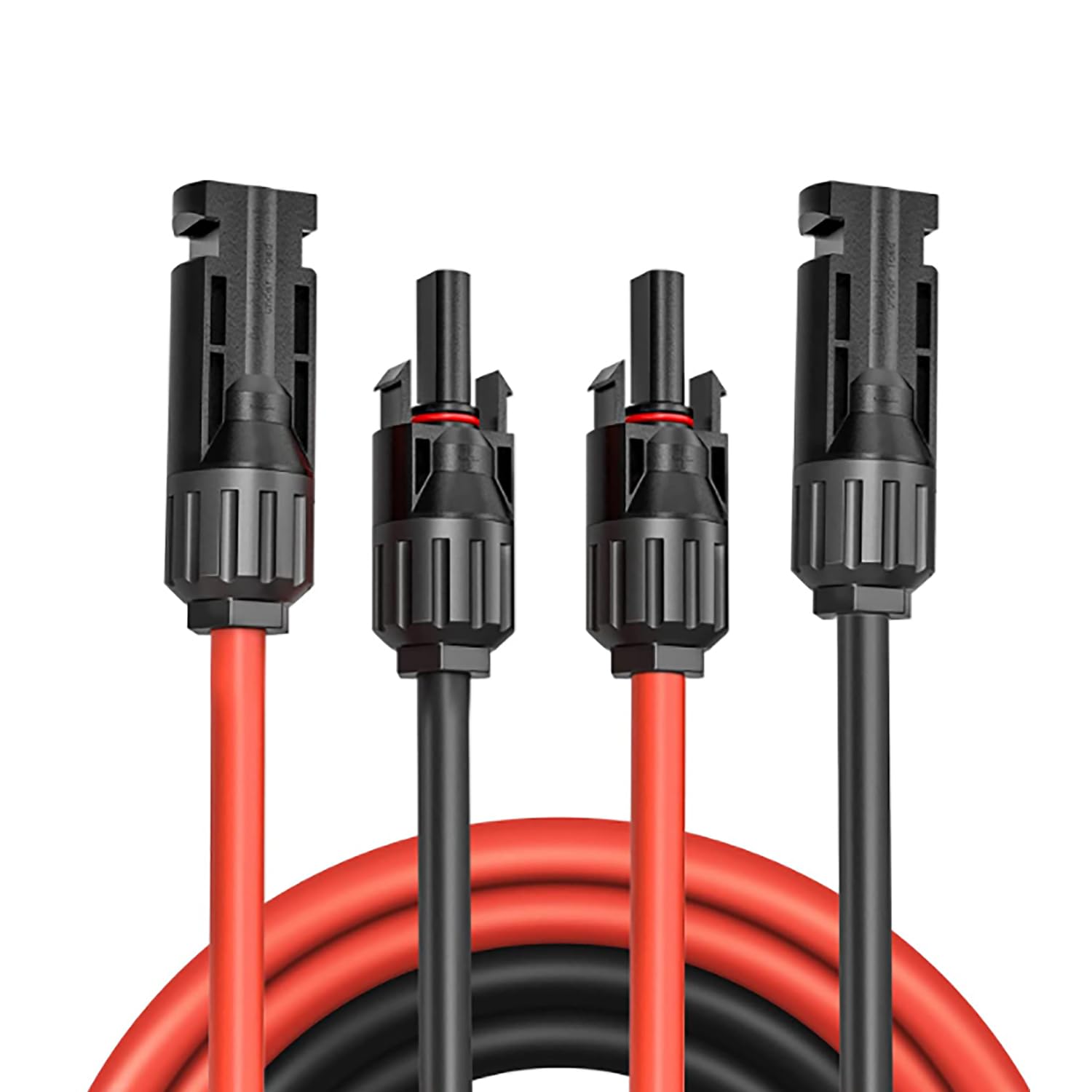 Solar Cable Extension, SIYAN 3FT Solar Panel Extension Cable 10AWG(6mm²/4mm²) with 1 Pair of Connectors Weatherproof Female and Male Connector Red&Black