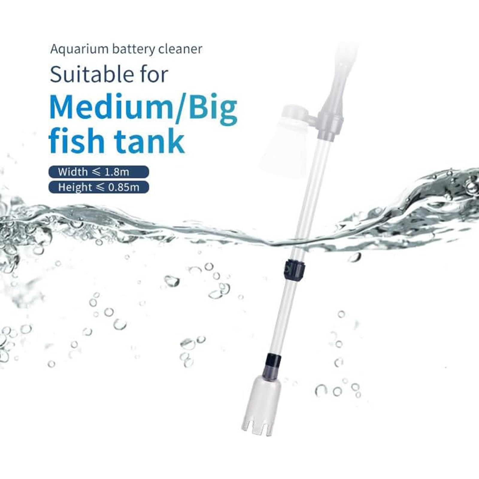 Nettoyeur de gravier d'aquarium, changeur d'eau à pression manuelle avec bouton de compression d'air, siphon d'aquarium, kit de nettoyage du sable avec tuyau pour un entretien facile