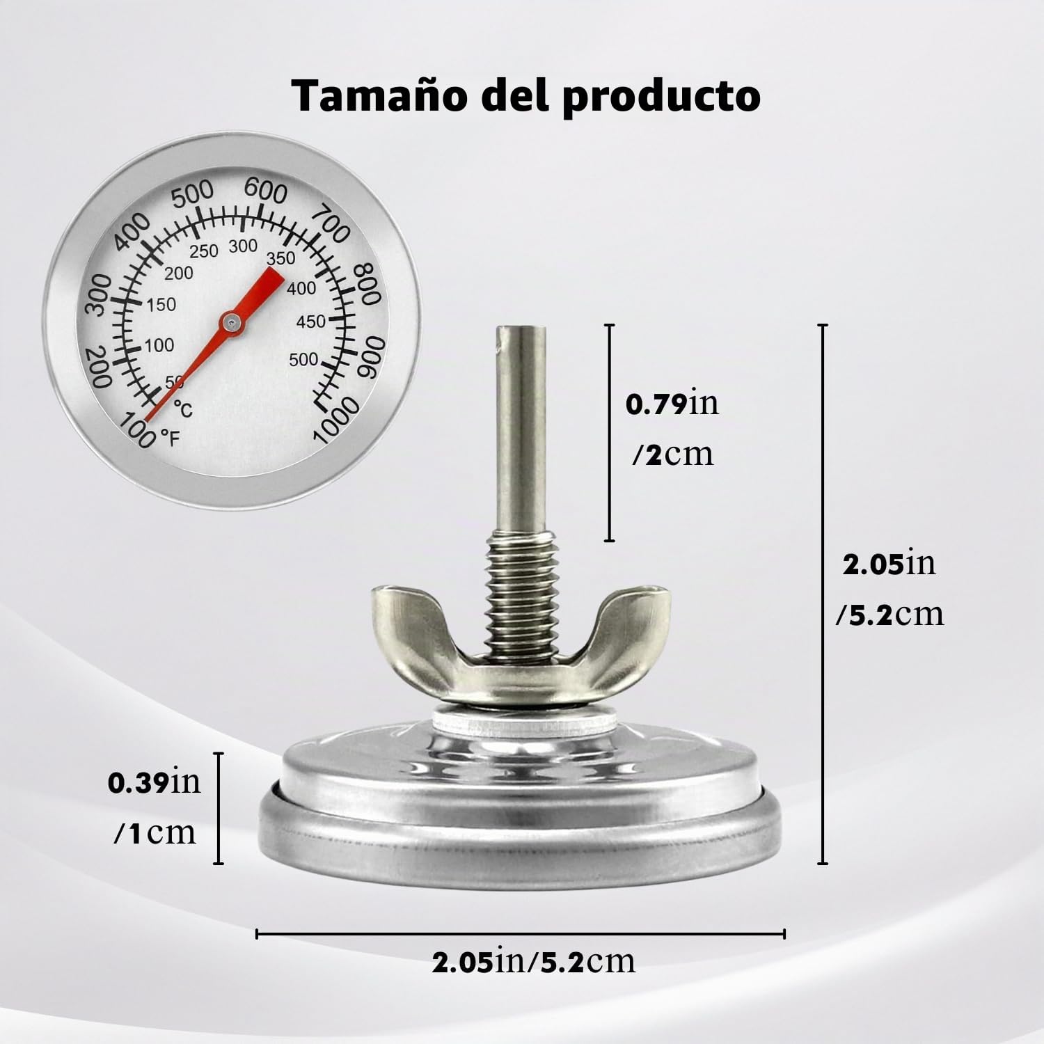 Termómetro para Parrillas de Carbón & Ahumador, Termómetro de Alta Temperatura (50-600℃/100-1000℉), Ideal para Ahumado & Parrillada