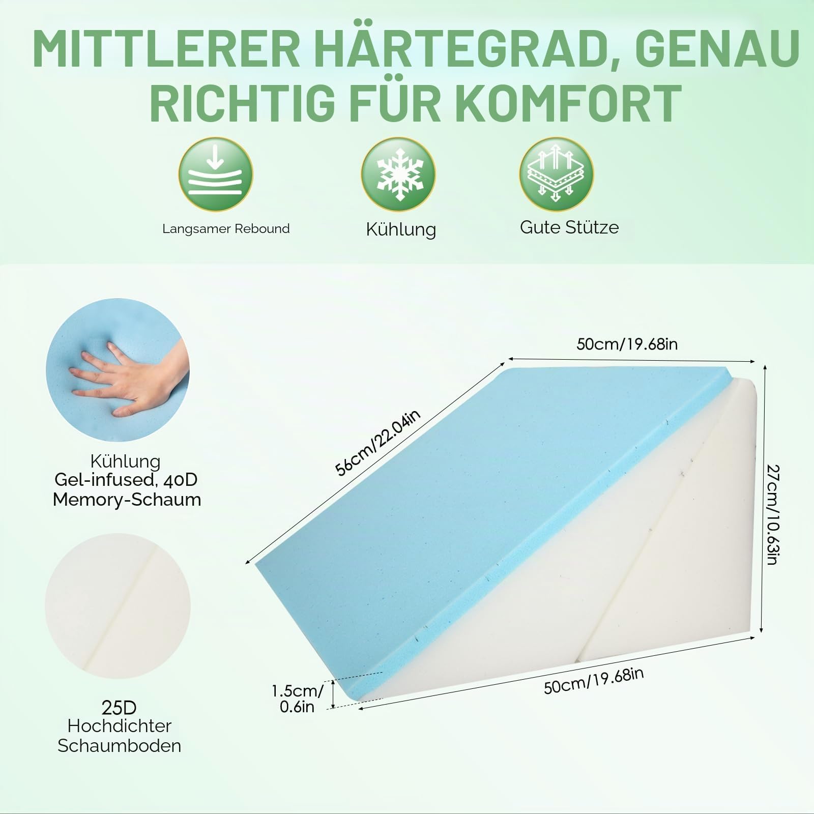 Keilkissen Bett - Keilkissen zum Schlafen Verstellbares Ke-ilkissen, Hochdichteschaum Lesekissen für Bett und Sofa, Ergonomisches Kopfkissen Bettkeil, Beinkissen-Rückenkissen beim Spielen, Lesen