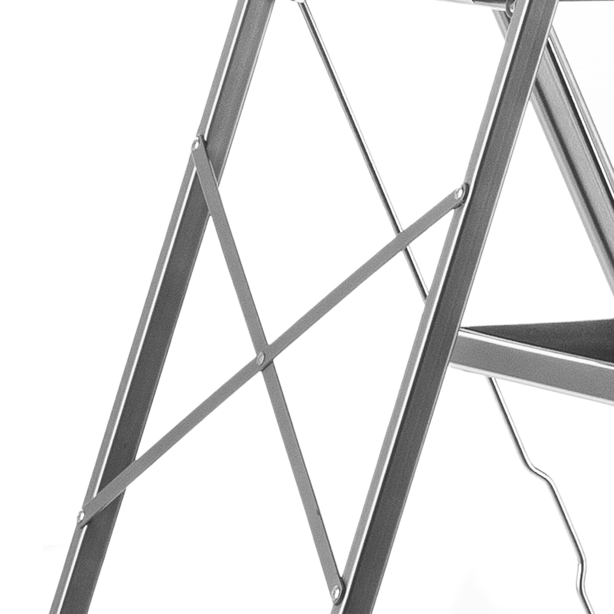 KADAX Drabina aluminiowa, mała, 3-stopniowa, srebrna, 105 x 76 cm, nośność 150 kg, składana, antypoślizgowa