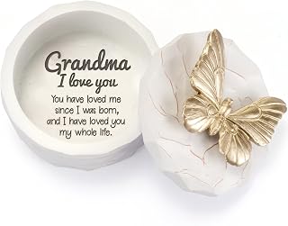 Grandma Small Butterfly Keepsake Box, Great Grandma Birthday Gifts - Mothers Day Gifts for Nana from Grandkids, Butterfly Gifts for Women - Hand-Painted Grandmother Resin Jewelry Trinket Box