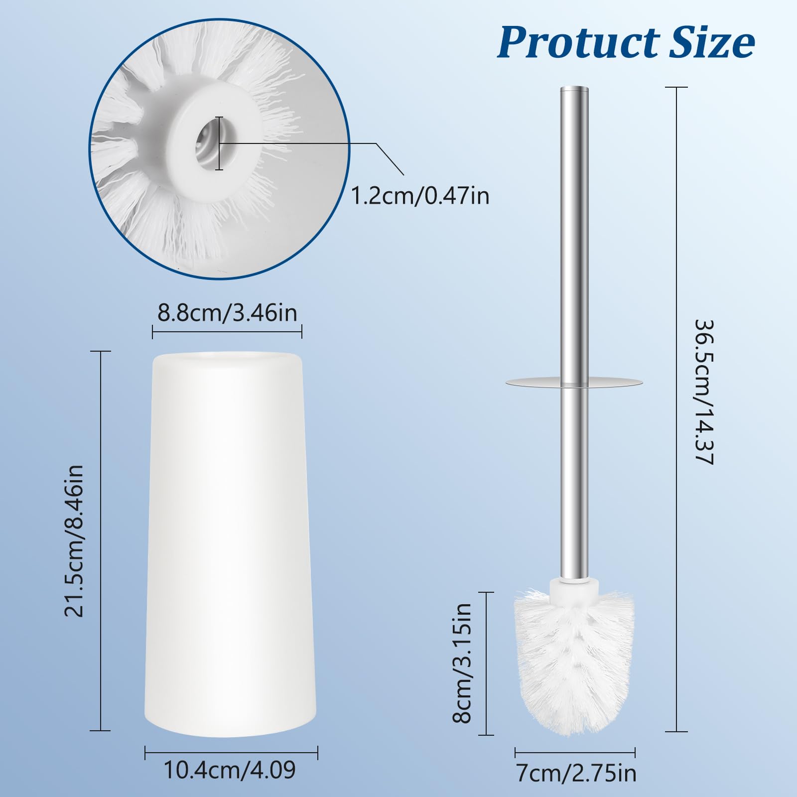 Topsky 2-Pack Closed Toilet Brush Compact Toilet Brush and Holder Plastic Conical Barrel Loo Brush (White) - Image 2
