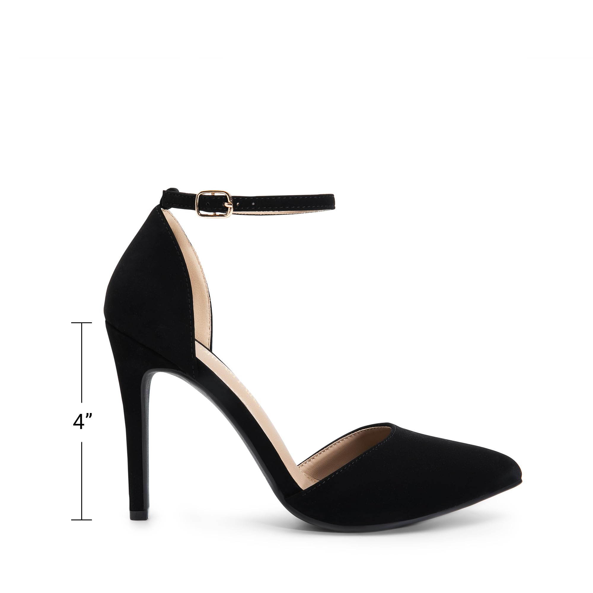 DREAM PAIRS Women's Oppointed-Lacey Pointed Toe Ankle Strap High Heel Stiletto Pumps Wedding Dress Shoes: 8 Black/Nubuck