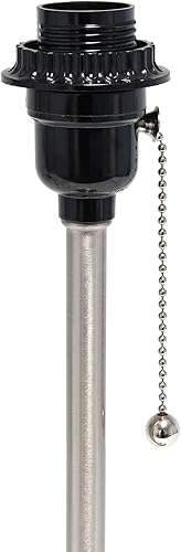 Miniatura 6 de Simple Designs LT2024-RED-LB Lámpara de escritorio de acero cepillado de 19.5 pulgadas con salida de carga y pantalla de tela de tambor para sala de