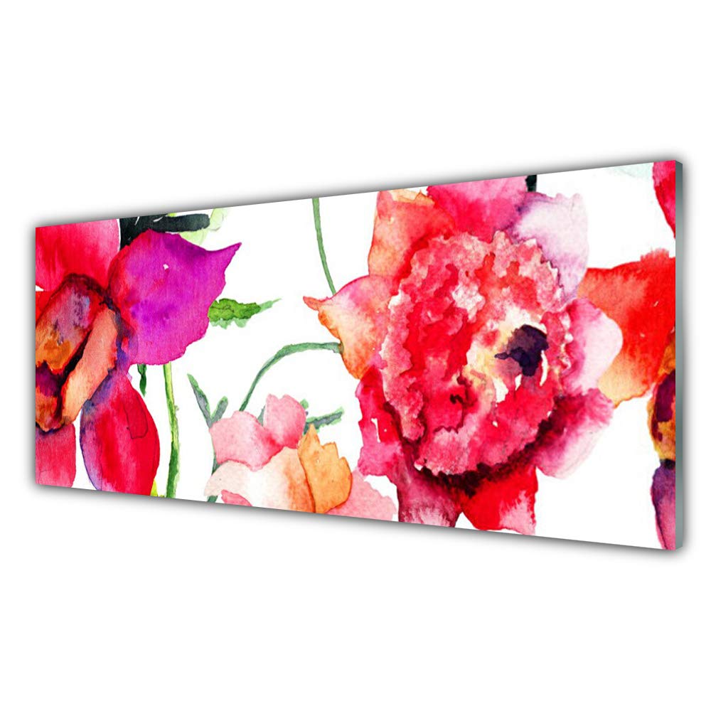 Impression sur verre trempé 125x50cm tableau mural fleurs