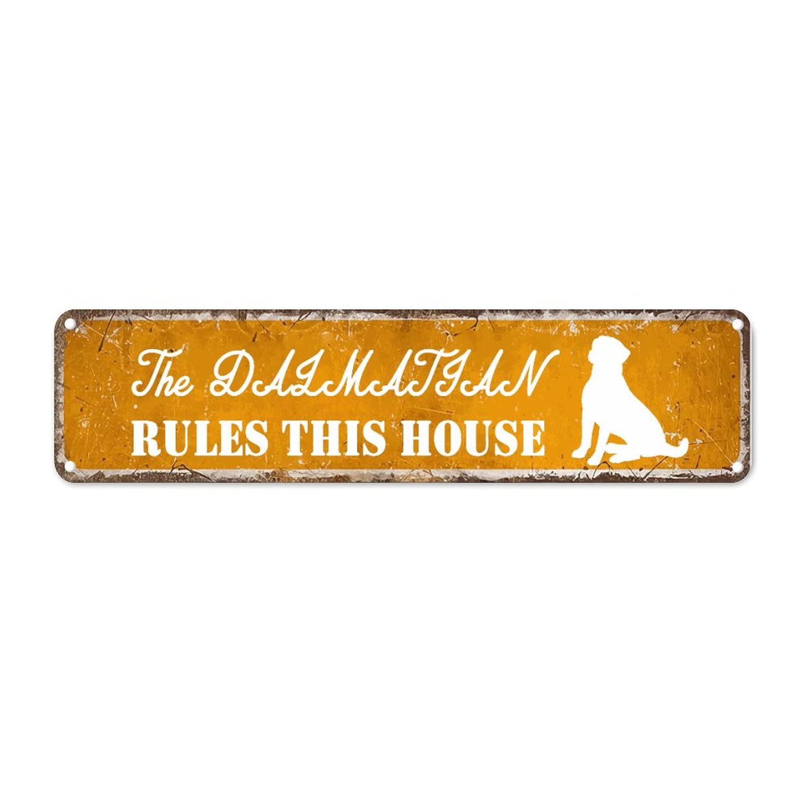 The Dog Rules This House Retro Tin Signs Aluminum Metal Sign for Home Kitchen Garden Wall Yard Pub Club Decor Gift 4x16 Inch