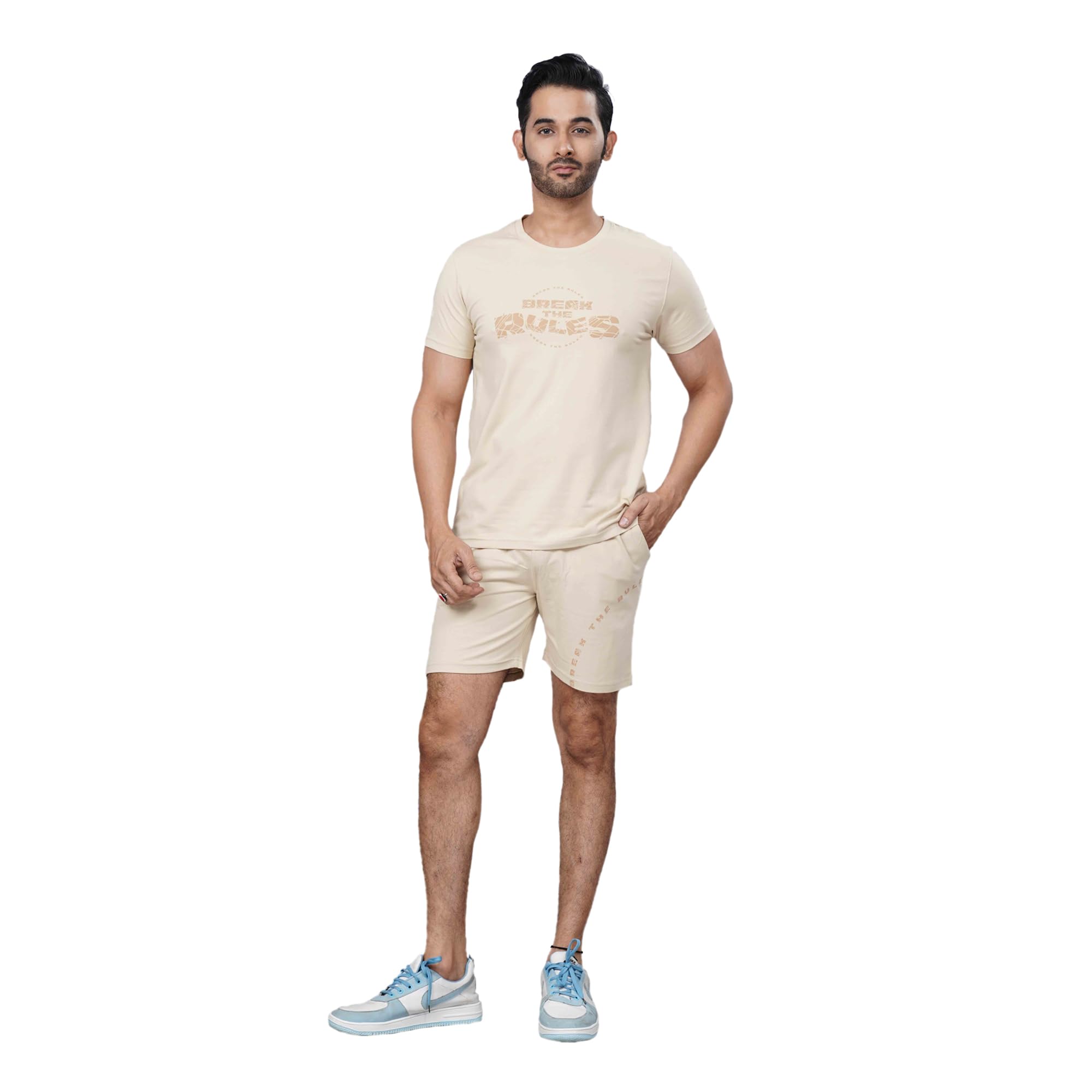 Mens Short Sleeve Round Neck T-Shirt & Short Set-image-42
