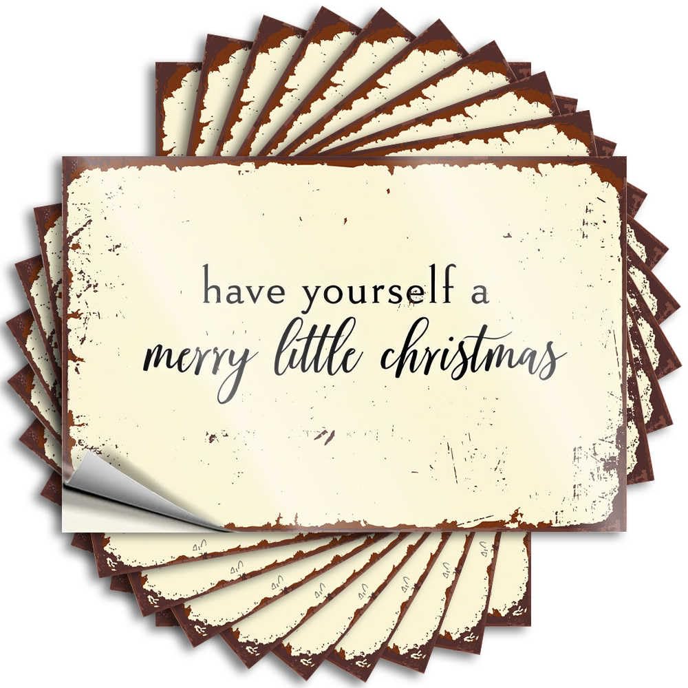 Stickers Beer Decor Peel and Stick - Have Yourself A Merry Little Christmas Sign Bumper Optical Illusion Waterproof Vinyl for Fall(12X18CM)