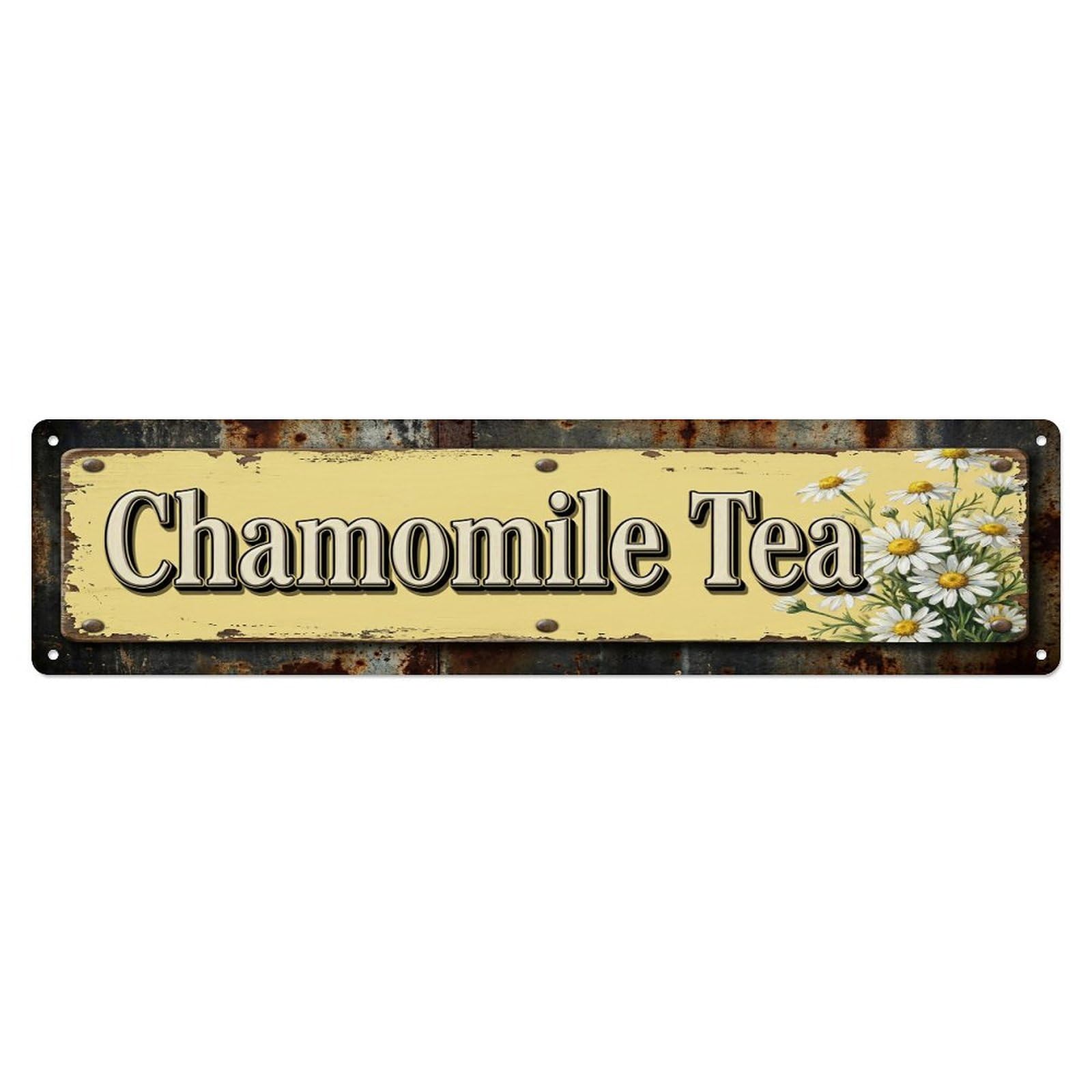Vintage Chamomile Tea Calming Farmhouse Metal Tin Sign
