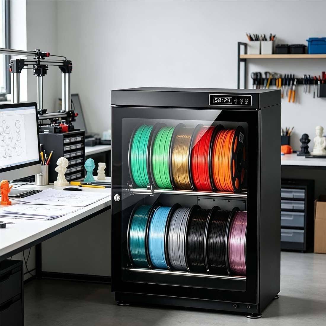 Armario Desecador Para Filamento De Impresora 3D Con Control De Humedad 70L