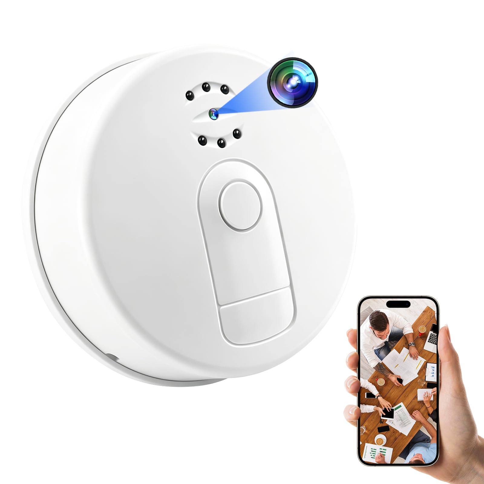 Cámara Oculta con Wifi de 2,4 y 5G, Mini Cámara Oculta en Detector de Humo