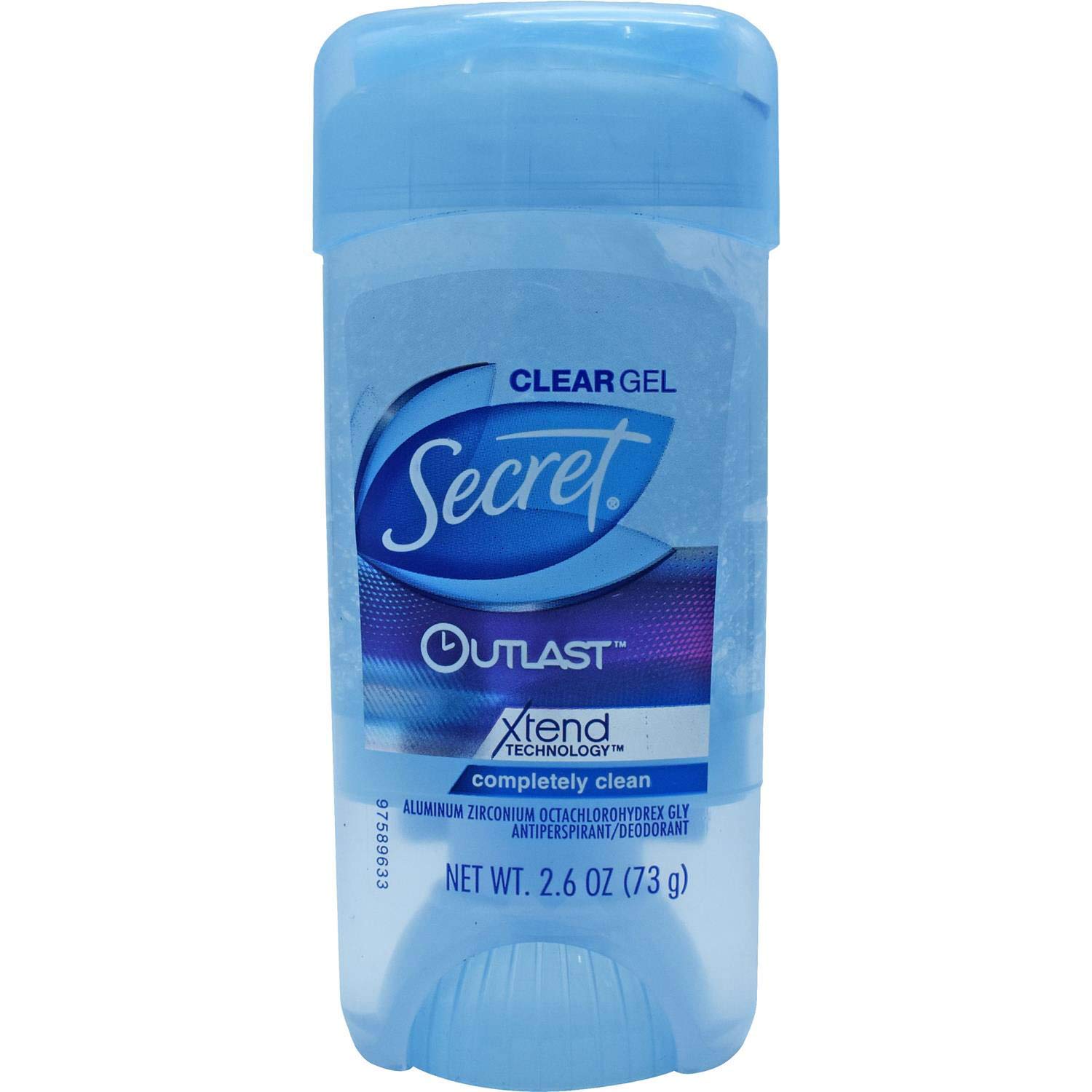 SecretOutlast Antiperspirant Deodorant Clear Gel, Completely Clean, 2.6 Ounce, 6 Pack