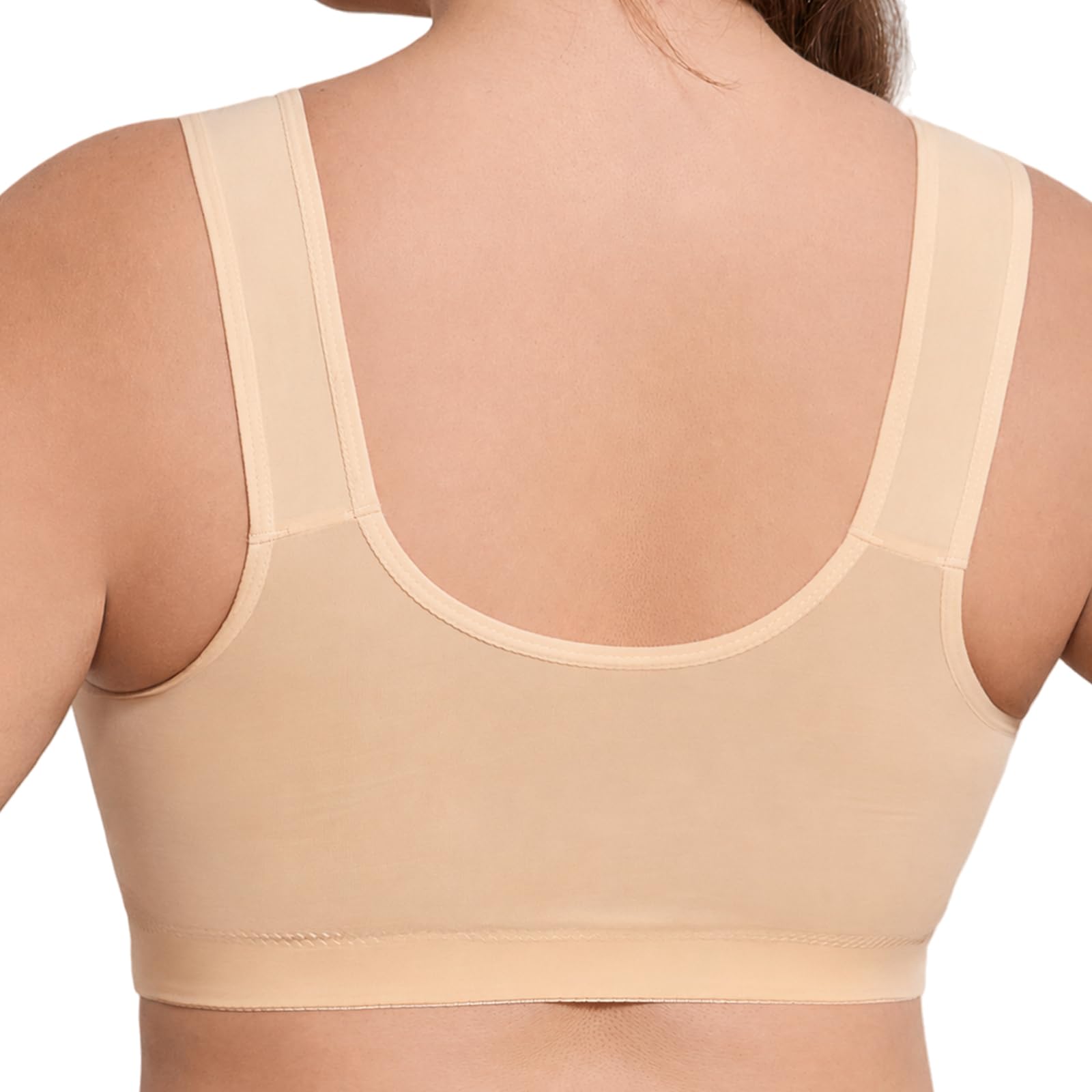 Pack De 4 Sujetadores Sin Aros para Mujer, Ropa Interior Cómoda con Cierre Delantero Y Relleno, Top Tallas Grandes Y Personas Mayores, Diseño Diario Sin Costuras Floral